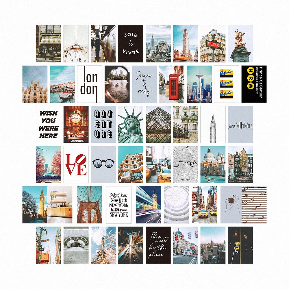 Postcard Photo Collage Set Wall Decor
