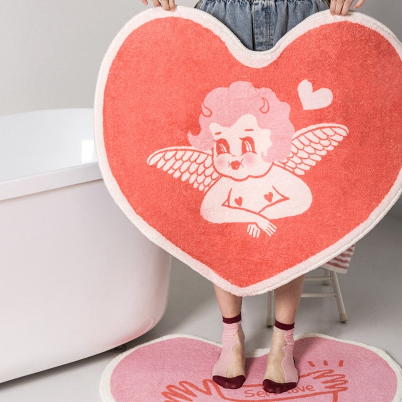 Cute Girly Heart Shape Bathroom Mat