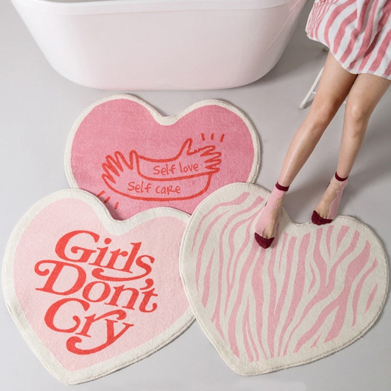 Cute Girly Heart Shape Bathroom Mat