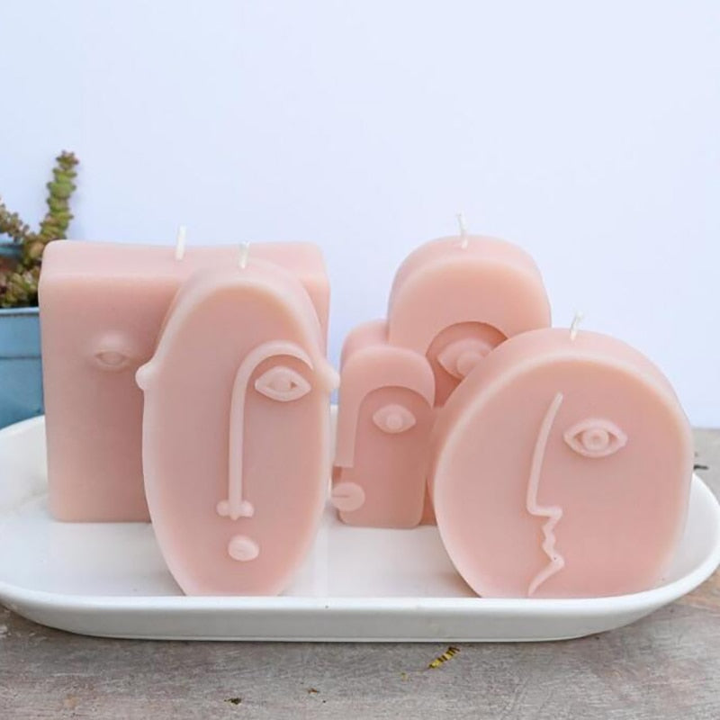 Abstract Human Face Aromatherapy Candle