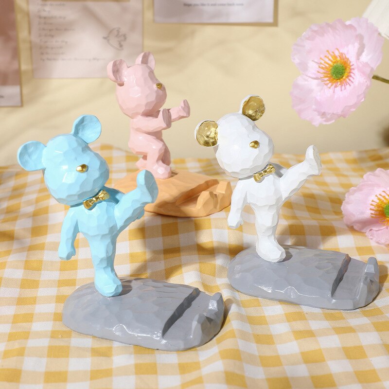 Home Decor Mini Bear Phone Stand Figurine