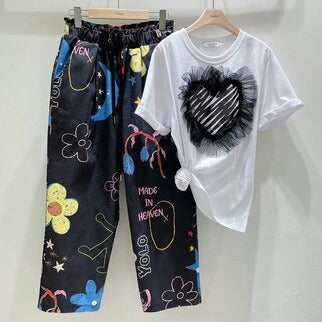 Summer Women Painted Printed Cropped Pants