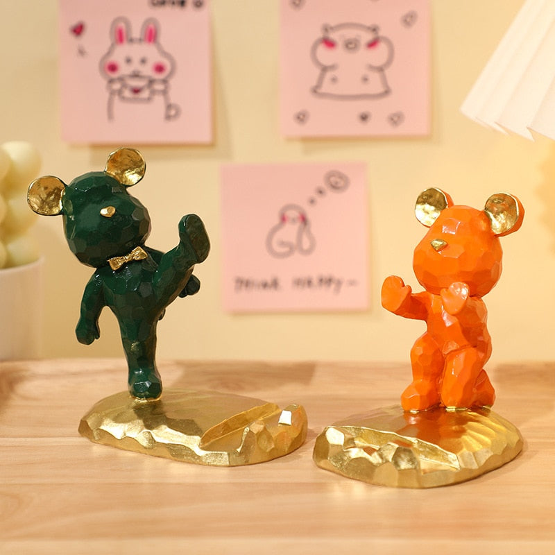 Home Decor Mini Bear Phone Stand Figurine