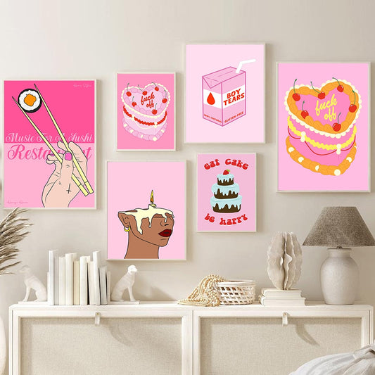 Pink Girly Wall Art Canvas Poster